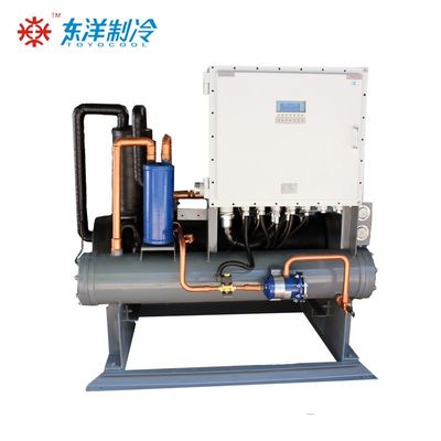 เครื่องทําความเย็นน้ําชนิดสกรู 16KW เครื่องทําความเย็นน้ําอุณหภูมิต่ํา กันระเบิด 50HZ / 60HZ